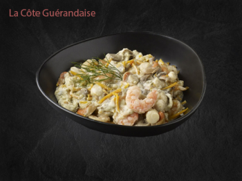 Noix de St-Jacques aux Petits Légumes et ses Gambas